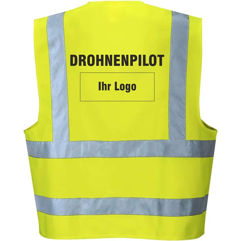 Warnweste Ihr Logo Warnweste leuchtgelb<br />
mit eigenem Logo